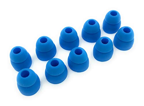 5 Pairs of Double Flange Replacement Earbud Tips fit Powerbeats, LG, Symphonized, iFrogz, Mpow, Skullcandy, Panasonic Headphones (Flash Blue)