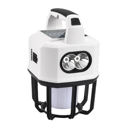 Linterna Acampar, Funciona con Energía Solar y USB, Linterna LED Portátil para Acampar, Impermeable, Portátil, con Dos Focos y Carga para Teléfono