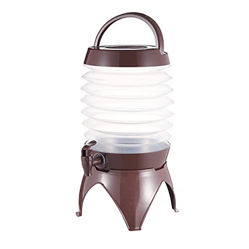 gleehome Drink Dispenser,Lemonade Juice Beverage Dispenser with Spigot for Outdoor Party,Portable,Collapsible,Clear,1.5 Gallon,Chocolate Brown
