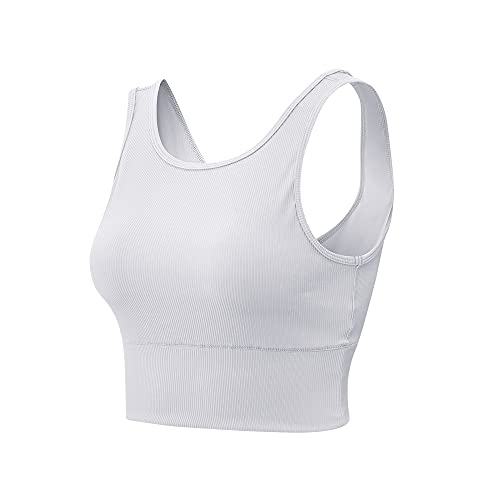 Image of Women Ribbed Tank Tops Reversible Crew /V Neck Sleeveless Workout Comfort Sport Yoga Running Shirts