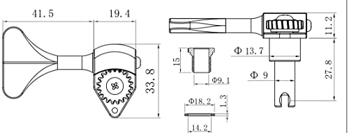 Guyker G-TUNER-063GK3494CHROME4R Bass Machine Head (4 For Right) - 1:20 Ratio Open Gear Tuners Tuning Key Pegs Replacement For Electric Jazz Guitar Bass Or Precision Instruments thumb #2