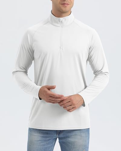 Boladeci Men's UPF 50+ Sun Shirts 1/4 Zip Long Sleeve SPF UV Protection Lightweight Quick Dry Quarter Zip Golf Shirts2