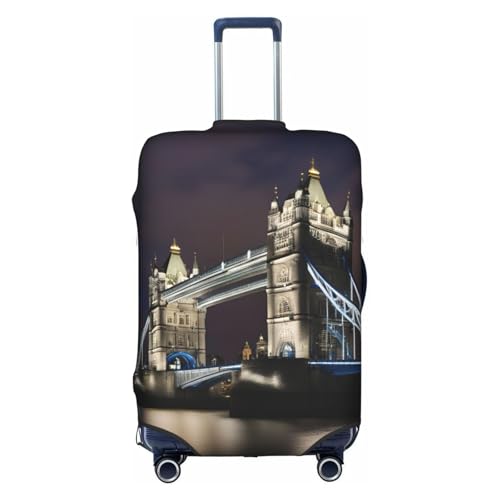 Tower Bridge In London Print Travel Elastic Suitcase Luggage Baggage Cover Protector, Washable And Anti-Scratch