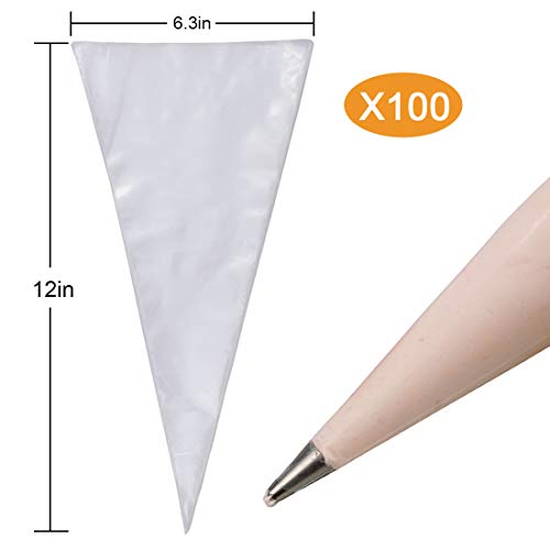 Gexolenu 100 Pcs Disposable Piping Bags, 12 Inch Upgraded Anti-Burst Pastry Bags For Cake And Buttercream Frosting, Cupcake Baking Decorating Icing Bags, Thick, Non-Slip For All Size Tips And Couples #TOP3