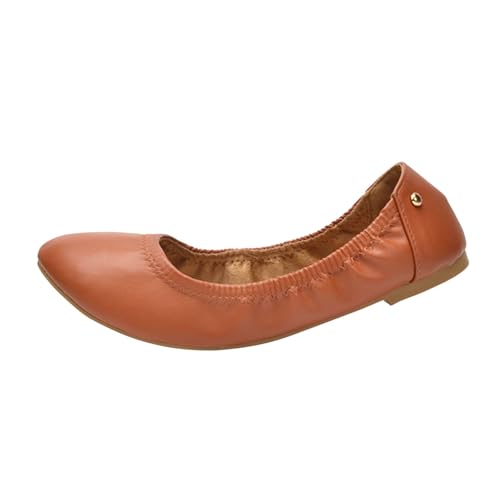 Dasongff Bailarinas para mujer planas bailarinas plegables punta cerrada zapatos punta redonda con suela suave, perfecto para bodas y fiestas, marrón, 38 EU