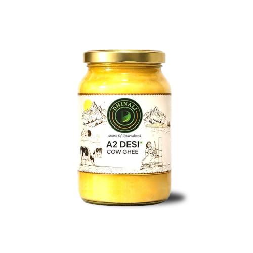 Image of DHINALI A2 Desi Cow Ghee 500ml & Natural Turmeric Powder 100g Combo | Traditional Bilona Curd-Churned Ghee with Pure Lakadong-Style Haldi | Immunity-Boosting Kitchen Staples from Uttarakhand