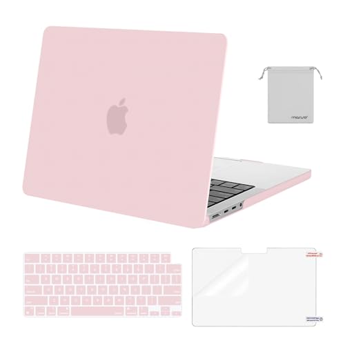 Image of MOSISO Compatible with MacBook Pro 14 inch Case 2025 2024 2023 2022 2021 M5 M4 M3 M2 M1 A3434 A3112 A3185 A3401 A2918 A2992 A2779 A2442, Hard Shell&Keyboard Cover&Screen Film&Pouch,Rose Quartz