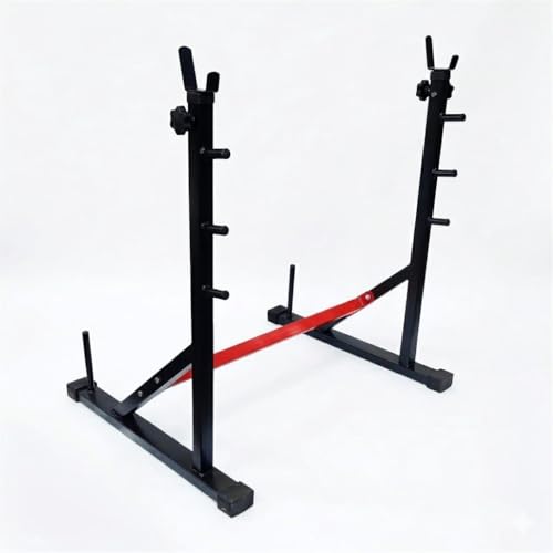 Image of Protoner Joint Squat Stand with Safety Holders, Heavy Duty Metal Frame, Adjustable Height, for Squats and Bench Presslue (Black & Red)