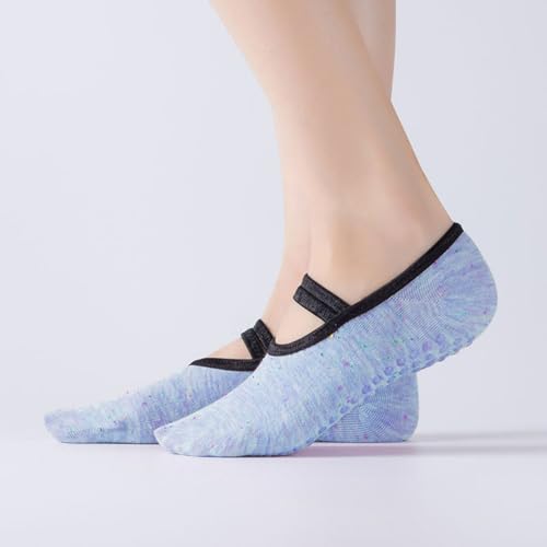 Image of Yoga Pilates Socks with Grips Band for Women Non Slip Cushioned Low Cut Socks for Dance Barre Ballet