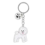 POYAMUSE Porte-clés en émail pour chien – Un mémorial réconfortant et adorable accessoire porte-clés pour les amoureux des chiens, Bichon Frisé Blanc, Medium