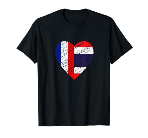Thaïlande France coeur drapeau thaïlandais thaïlandais coeur T-Shirt