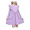 Arshiner Niñas Vestidos Mangas con Volantes Niños Pajarita de Punto Acanalado A-Line Fiesta Otoño Invierno Manga Larga Vestidos para Niñas 7-8 Años Morado