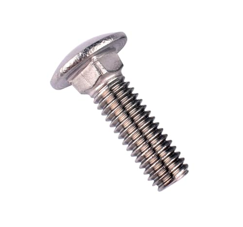 Image of 5 /16-18 x 1-3 /4 inch Carriage Bolts Screws, 18-8 Stainless Steel 304, Round Head, Square Neck, UNC Fully Machine Coarse Threaded,10Pcs