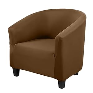 Soft Velvet Tub Chair Cover, 2 IN 1 Design Removable Stretch Club Chair Cover Bucket Chair Covers Armchair Slipcovers Chairs Armchair Seat Covers,Furniture Protectors for Dining Living Room(Brown)