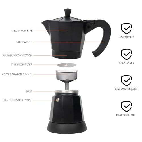 Image of LAOION 6 Cup Electric Moka Pot, 300ml Portable Espresso Maker
