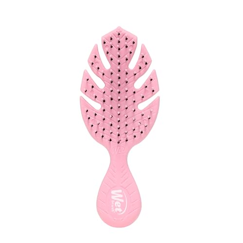Wet Brush Go Green Mini Detangler, Pink - Detangling Travel Hair Brush - Ultra-Soft IntelliFlex Bristles Glide Through Tangles & Gently Loosens Knots While Minimizing Pain, Split Ends & Breakage