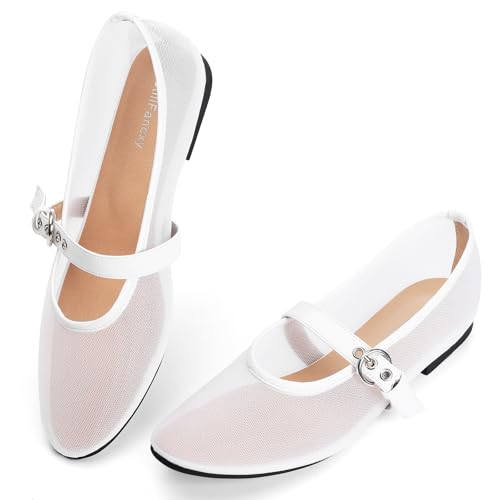 Image of Leopard Flats for Women Mesh Ballet Flats Mary Jane Animal Print Shoes Slip On Casual Breathable Ballerina Flats