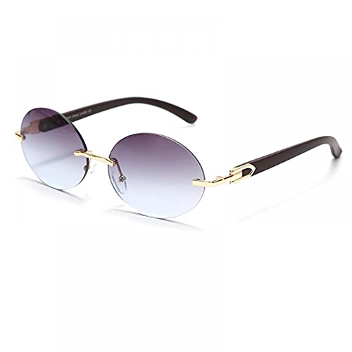 ZZOW Gafas de sol ovaladas sin montura de las mujeres vintage Uv400 conducción sol vidrio hombres frameless moda gafas Cover