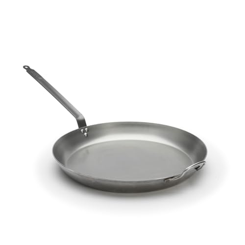 De Buyer 5110.50 "Carbon Plus" okrągły piec Lyonnaise Cup - pióro ogonowe nitowane - blacha stalowa biała - średnica 50 cm