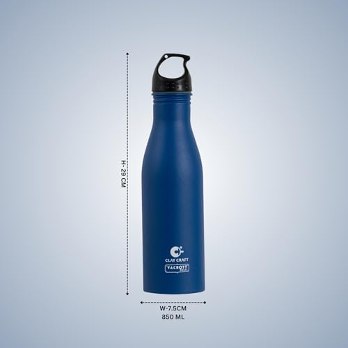 Image of Clay Craft VACBOTT Skipper Single Walled Non Insulated Water Bottle-850ML, 1-Piece(Blue) Leak Proof | Easy Grip |Easy To Carry| Gym Bottle | Home | Kitchen | Hiking | Treking Bottle | Travel Bottle