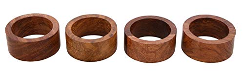 Artique Mind & Creation Handmade Wood Napkin Ring Set with 4 Napkin Rings - Artisan Crafted in India (Pack of 4)