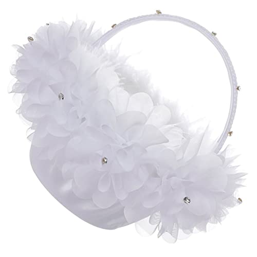 GREENADSCAPE canasta de niña de las flores para bodas cesta de flores para niña de las flores cesta de almacenamiento blanca bachelorette party despedida de solteira adorno de boda poliéster