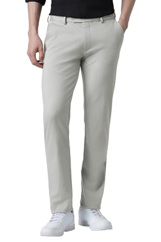 Image of Peter England Men's Slim Fit Mid Rise Formal Stretchable Knit Super Trouser | Comfort Lycra | 360-Degree Stretch