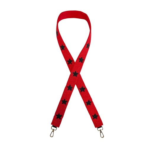 Lashicorn Red with Black Stars Beaded Purse Strap 49” Football Buck Eyes Gold Clasp Atlanta Cardinals Arkansas Razor Back Game Day Fans Clear Stadium Bag