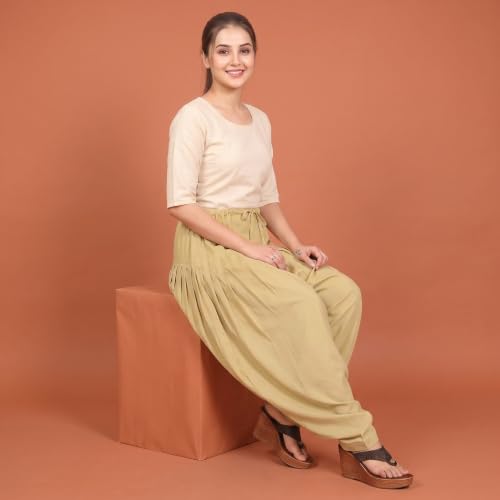 Image of FASHION GALLERY Women's Rayon Relaxed Fit Patiala Salwar with Full Length Drawstring Closure Type and Flexible Waist | Patiala Pant for Woman Free Size Fit Upto XXL