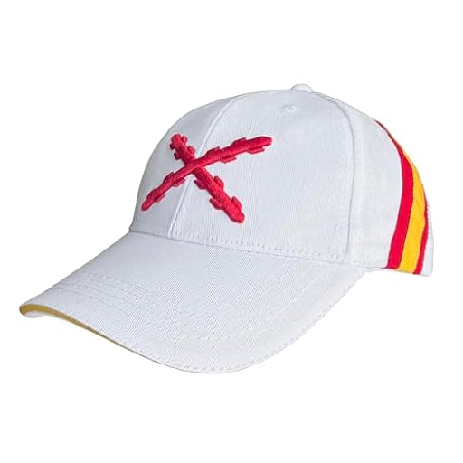 Durabol Gorra de Béisbol España con Cruz de Borgoña, 6 Paneles, 100% Algodón Peinado, Ajustable, con Bandera Española, para Deportes, Golf, Tenis, Uso Diario (FR/ES, Letras, Talla única, Blanco) | Ya disponible en tu tienda friki favorita! En mundofriki.es!