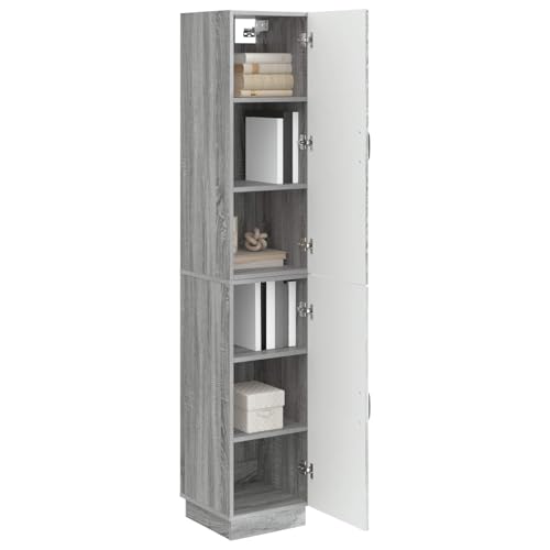 Armario moderno para salón con 4 compartimentos de madera gris Sonoma 4