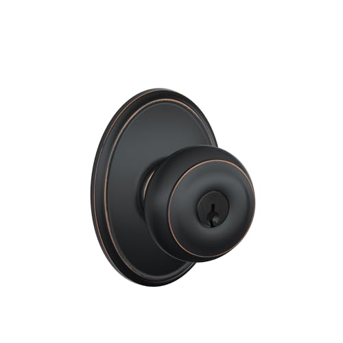 Image of SCHLAGE F51A GEO 716 WKF Georgian Knob with Wakefield Trim Keyed Entry Lock, Aged Bronze