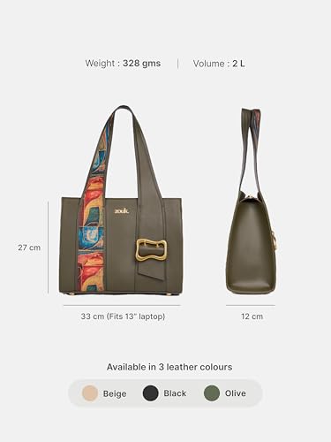 Image of ZOUK Kalki Office Bag for Women |Vegan Leather | Twin Gadget Compartments | Fits 13-Inch Laptop + iPad | Concealed Zipper Pocket