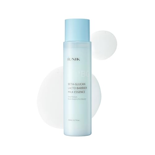 IUNIK Beta-Glucan Barrier Milky Toner Essence Beta-Glucan & 7 Types of Peptides Milky Toner for Deep Hydration & Skin Barrier Care Korean Skincare for Sensitive & Dry Skin 200ml / 6.7 fl oz