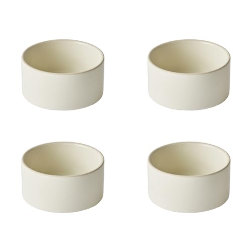 Odense Multicolor Ramekins(Set of 4) - Colorful Ceramic Ramekins - For Soufflé, Custard, Pudding, Ice Cream, Dipping Sauce Dish - Modern & Minimal Design, Stackable - Microwave & Dishwasher Safe (Vanila Cream)