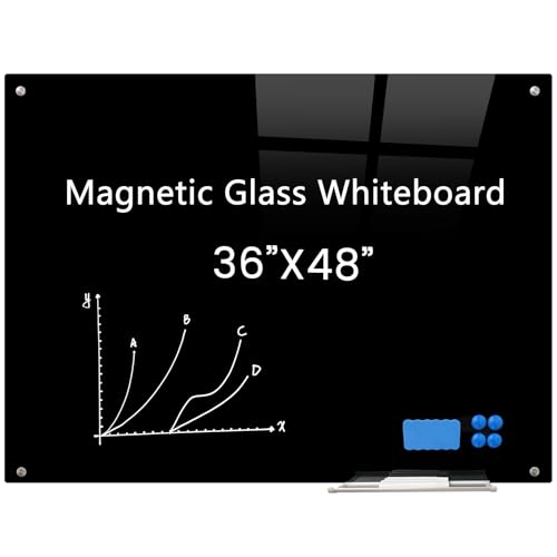 48"x36" Magnetic Black Glass Board
