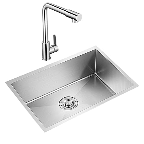 NOYHHAV Fregaderos de un seno Fregaderos de cocina y Grifo cocina Fregadero redondo 1 seno(color：Juego plata,34*24*14CM) Cover