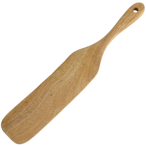 DOERDO - Espátula plana de madera con mango largo de 33,5 cm para freír cocina, mezclar, servir, 33,5 x 6 cm