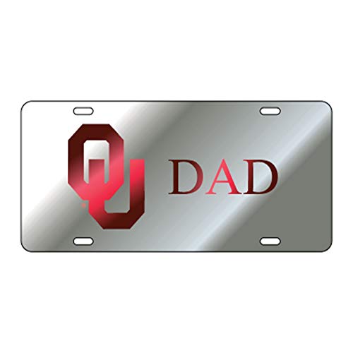Oklahoma Sooners Laser Cut Inlaid Mirrored Silver OU DAD Plate