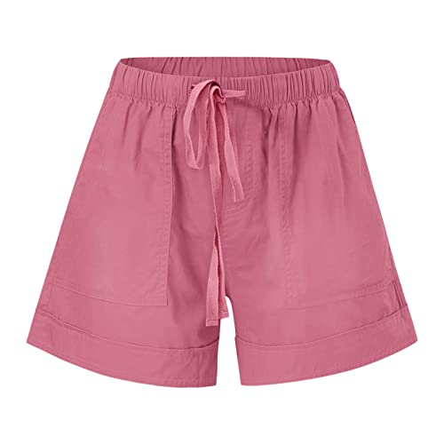 Shorts For Women Trendy Summer Drawstring Elastic Waist Shorts Lightweight Lounge Sweat Shorts With Pockets #TOP4