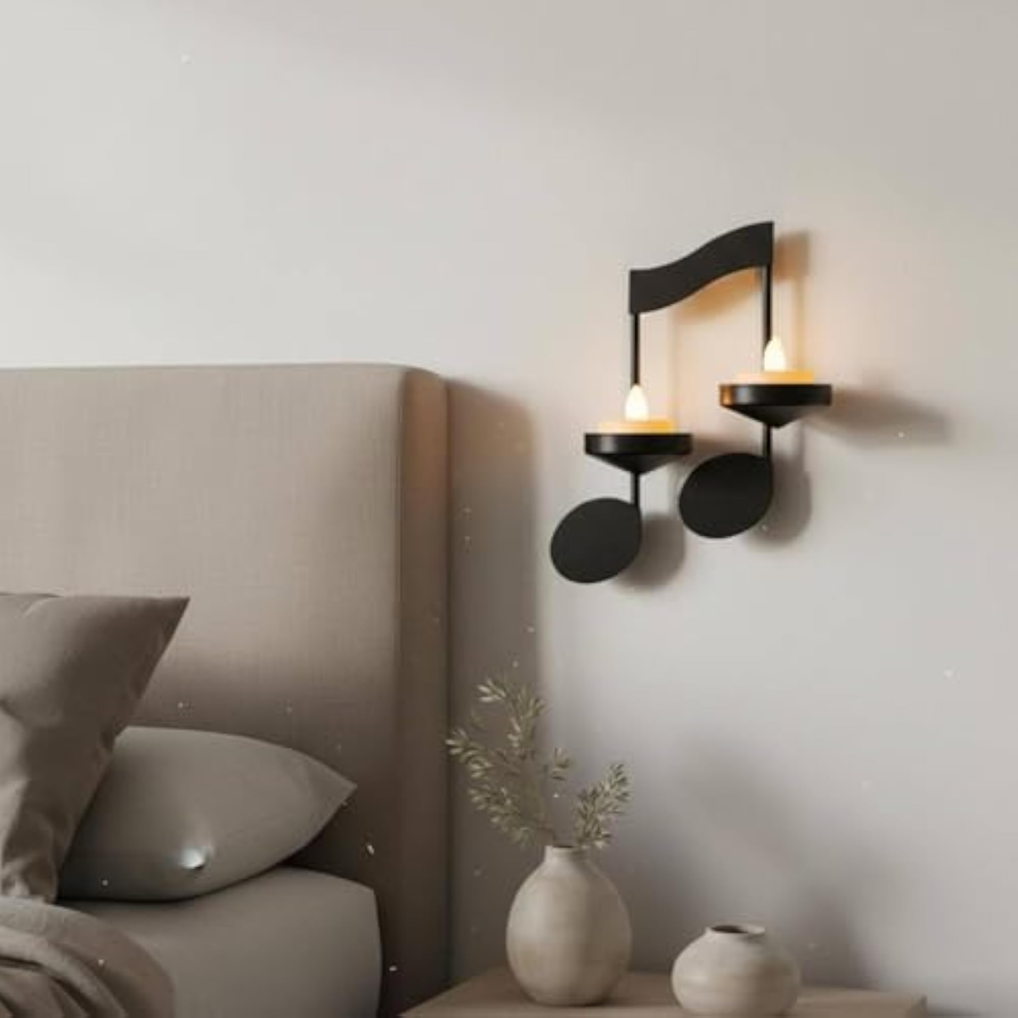 Musical Note Wall Sconce Wrought Iron Candle Holder
