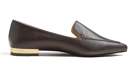 Image of FEVERSOLE Women's Loafer Flat Pointed Deco Low Heel Fashion Slip On Dress Driving Office Shoes