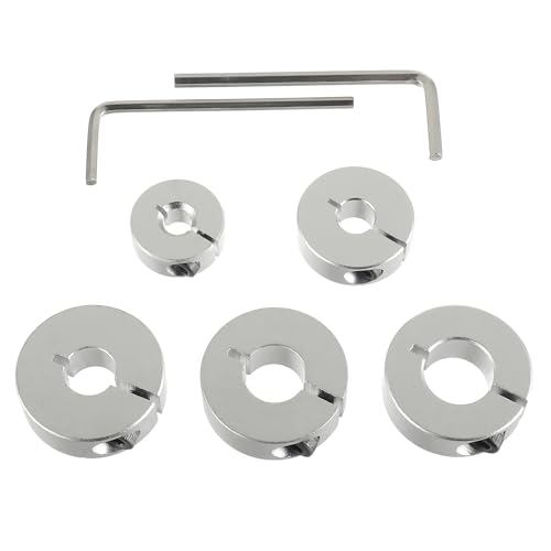 EPLZON 6/8/10/12/14mm 5 Stück Aluminiumlegierung Tiefenanschlagringe Set Bohrer Stellungsregler Ring HSS Locator Tiefenbegrenzer mit Sechskantschlüssel für bohrer holzbearbeitung