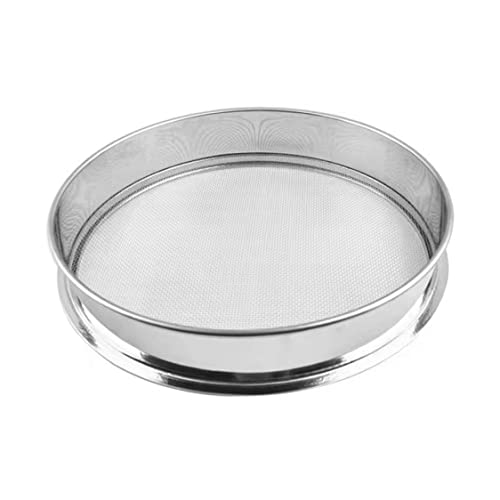 Tamera de suelo para jardinería, tamiz de suelo de malla fina de 7,9 pulgadas, tamiz de jardinería de acero inoxidable redondo, tamiz del suelo, tamiz de jardín para la tierra de arena de roca