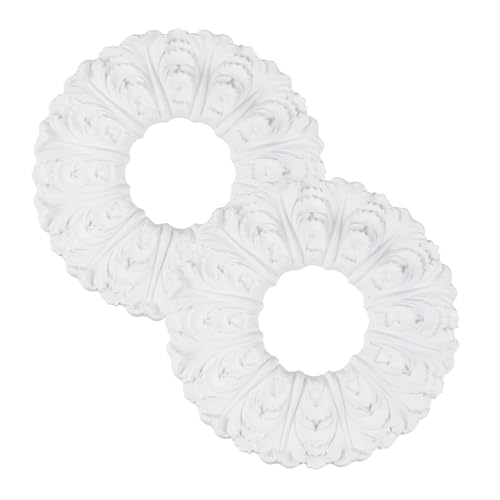 Wealrit 2PCS White Round Ceiling Light Medallions,11.4 OD x 3.4" ID