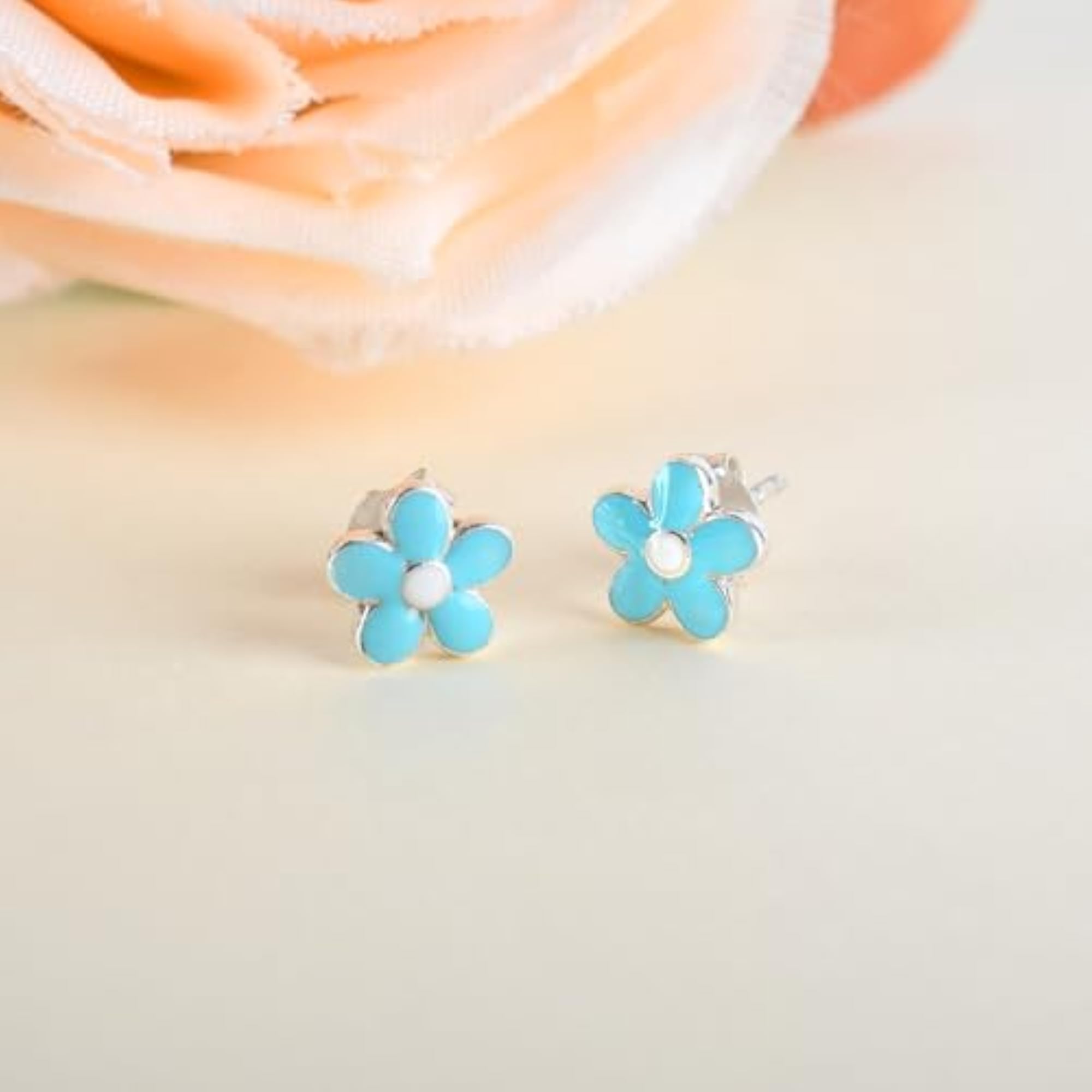 925 Sterling Silver Flower Stud Earrings for Girls