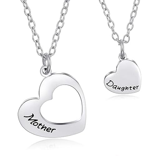 Sushirama Keys Mother Daughter Necklaces Matching Heart Necklace Mothers Day Necklace Pendant For Birthday Jewelry Accessories Daily Wearing For Unisex Adult (B0D3J6H6LP) Amazon Price History, Amazon Price Tracker