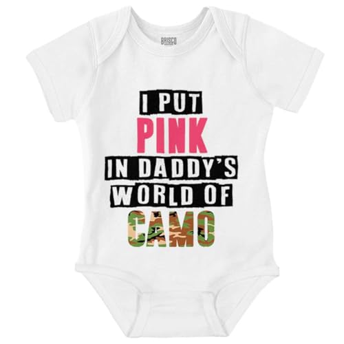 Image of Brisco Brands Pink in Daddy's World of Camo Hunter Baby Bodysuit Jumper Girls