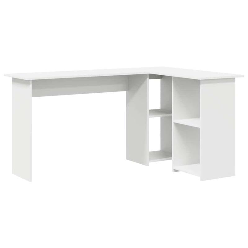 Eleganz Escritorio de oficina grande con estante, color blanco, 142 x 102 x 73 cm, de material de madera, estable y ahorra espacio