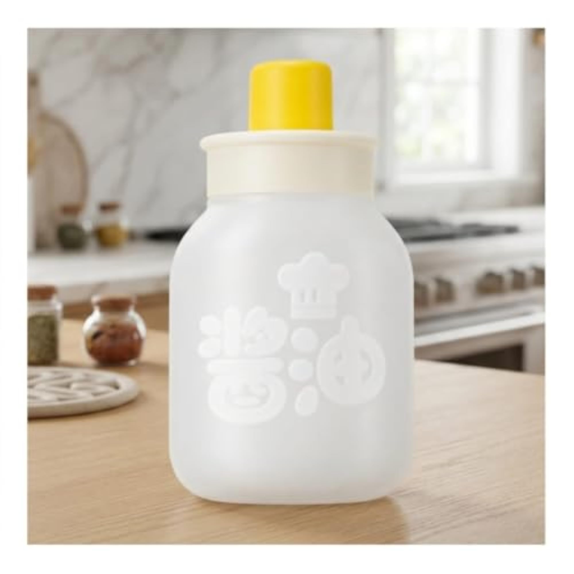 Semi-Transparent Condiment Bottle with Stickers, Mini Press
